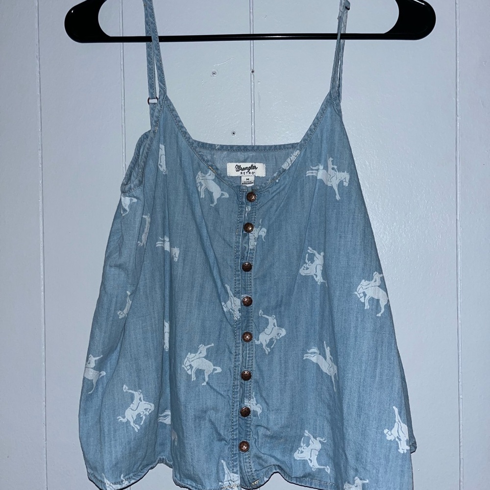 Blue Denim Button-Up Top
